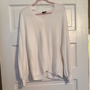 1. State Cream V-Neck Ribbed Pullover Sweater